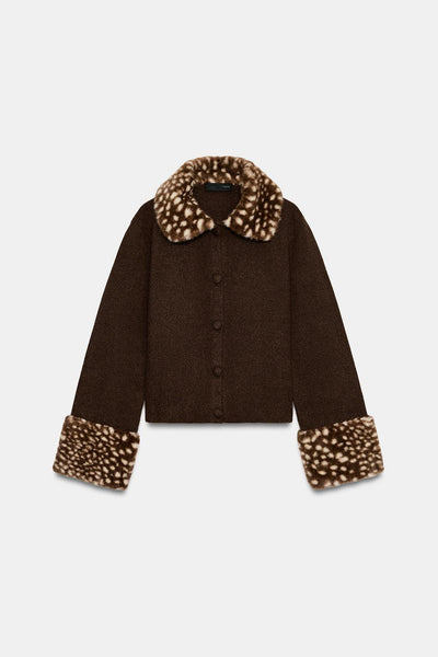 Bambi Faux Fur Cardigan — front product view