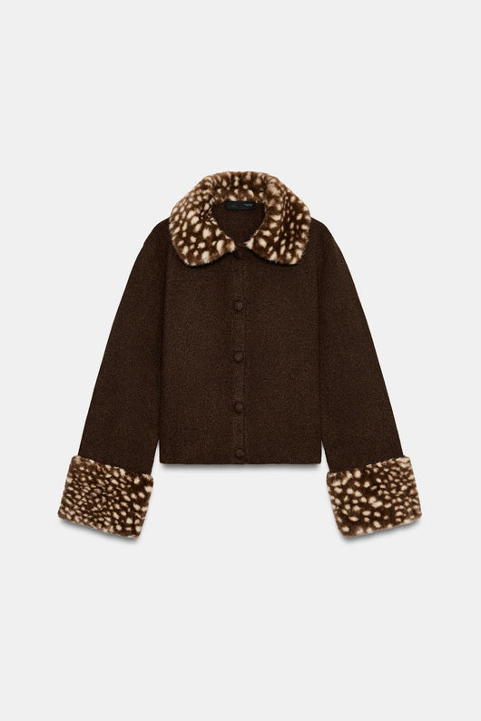 Bambi Faux Fur Cardigan — front product view