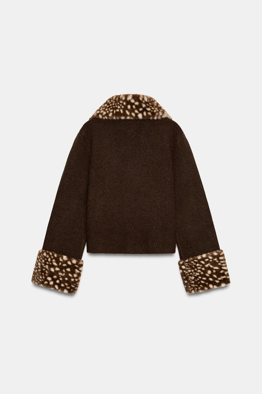 Bambi Faux Fur Cardigan — back view