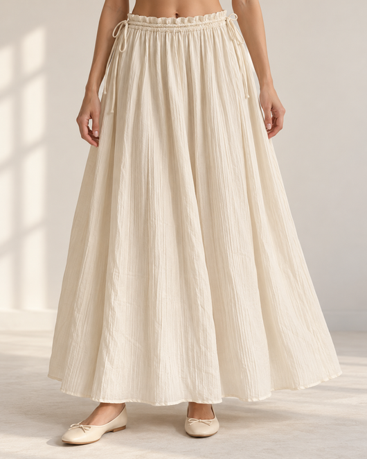 Willow Adjustable Maxi Skirt in Cream