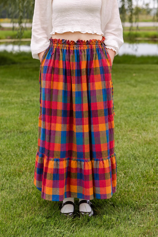 Willow Multicolor Plaid skirt, outdoor product photo